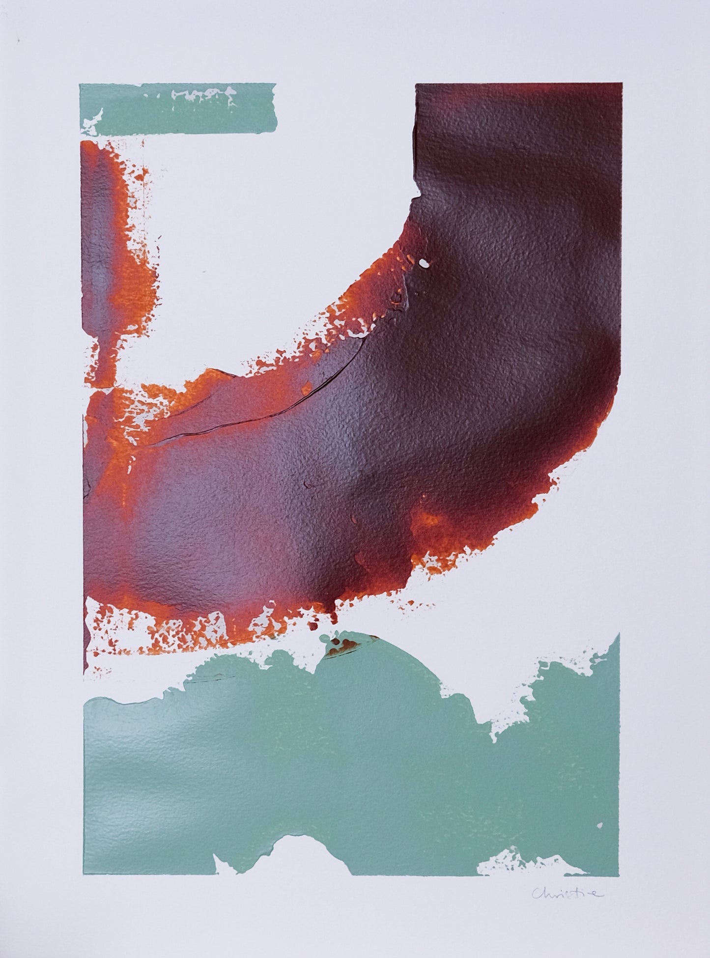 Rust. Abstract painting 29.7x40cm