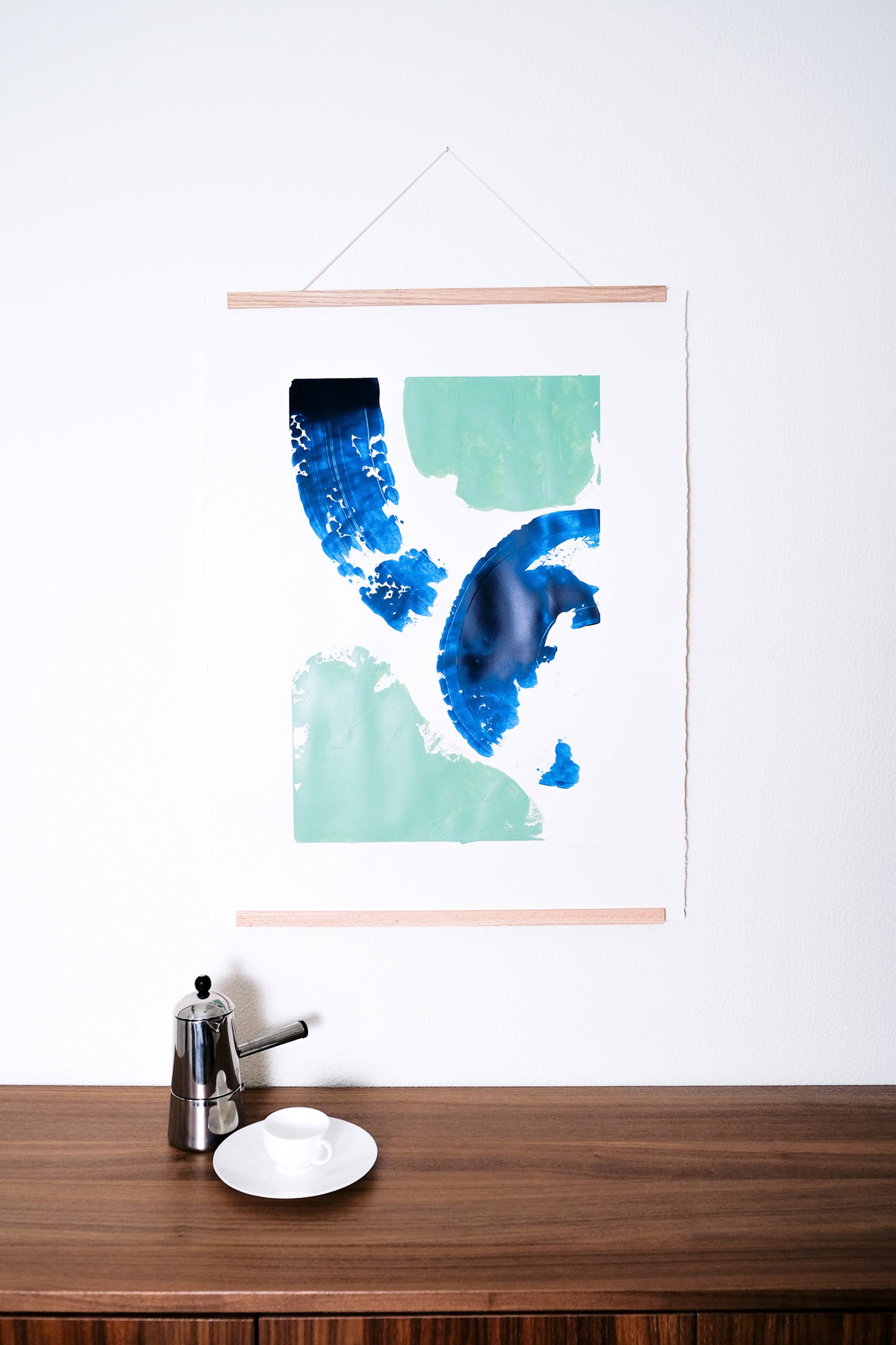 River banks. Abstract painting 56x76cm.