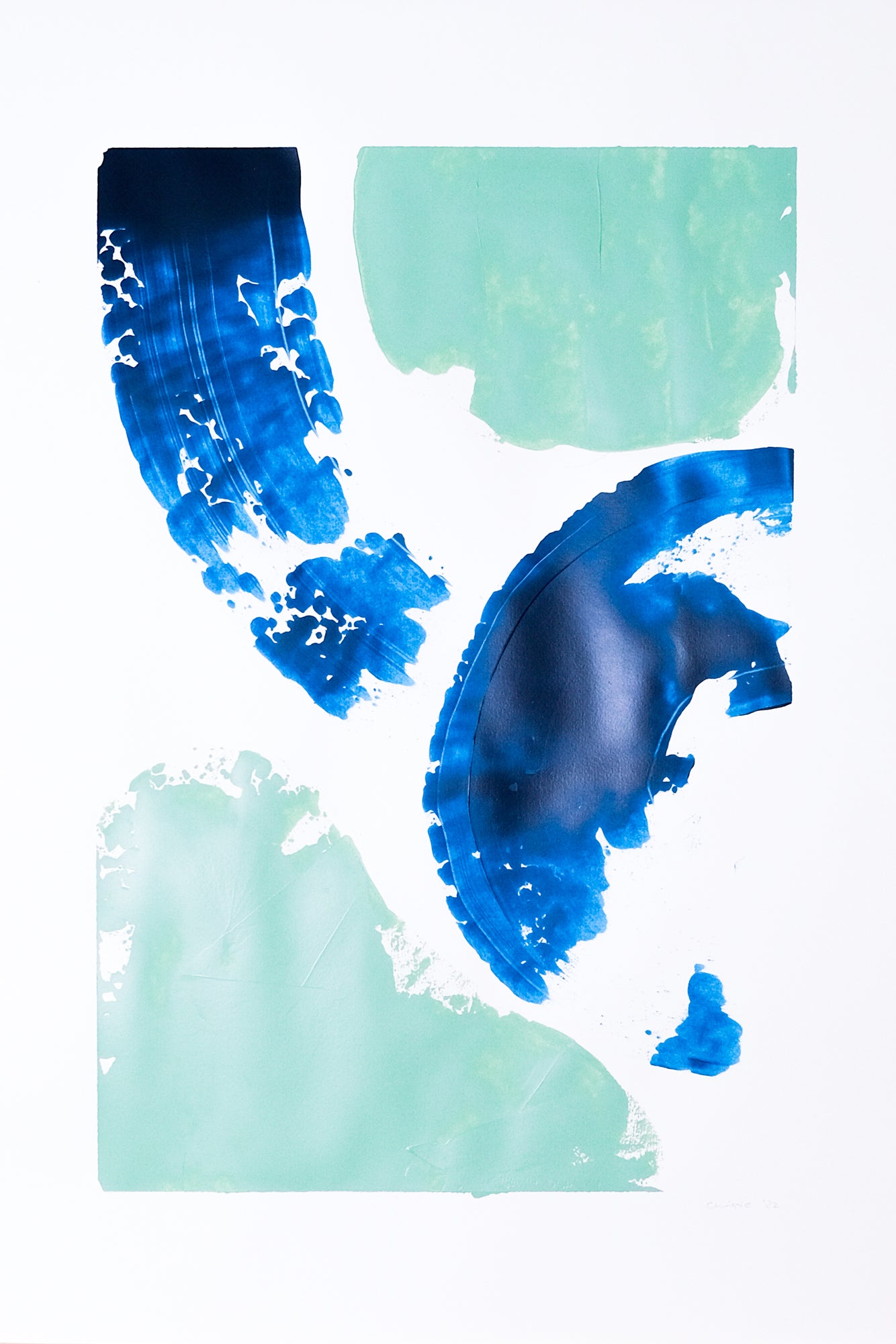River banks. Abstract painting 56x76cm.